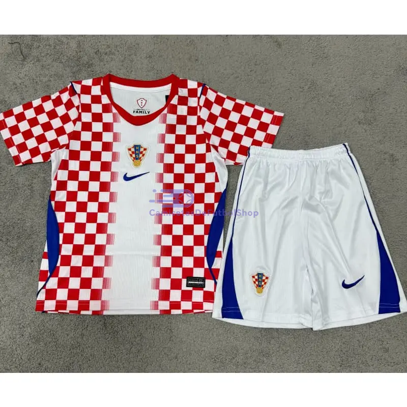 Camiseta Croacia Mundial 2026 1ª Equipación Rojo/Blanco Niño Kit