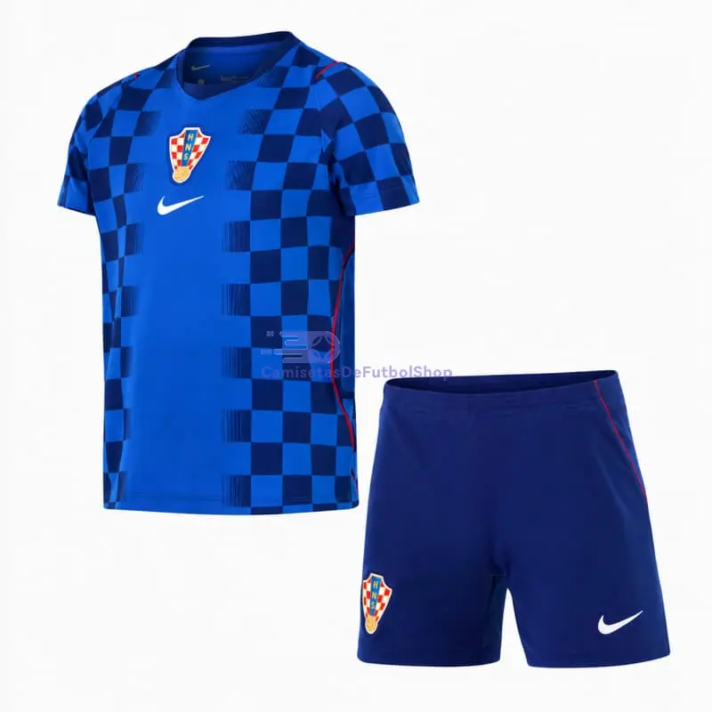 Camiseta Croacia Mundial 2026 2ª Equipación Azul Niño Kit