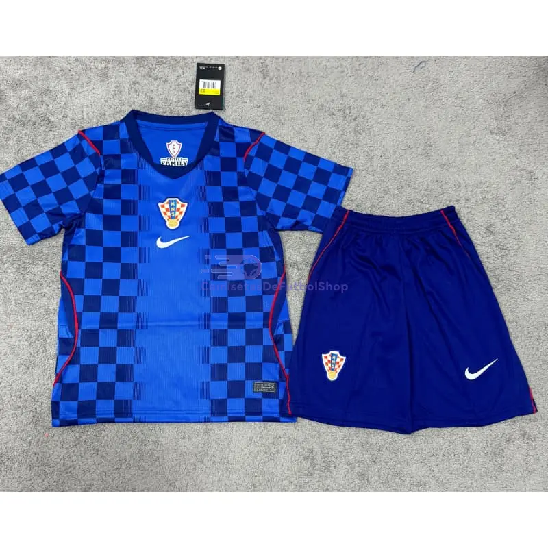 Camiseta Croacia Mundial 2026 2ª Equipación Azul Niño Kit