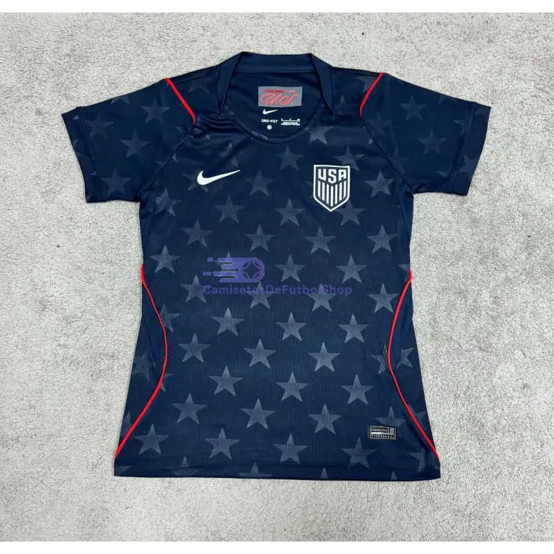 Camiseta EE.UU Mundial 2026 2ª Equipación Negro Obsidiana Mujer