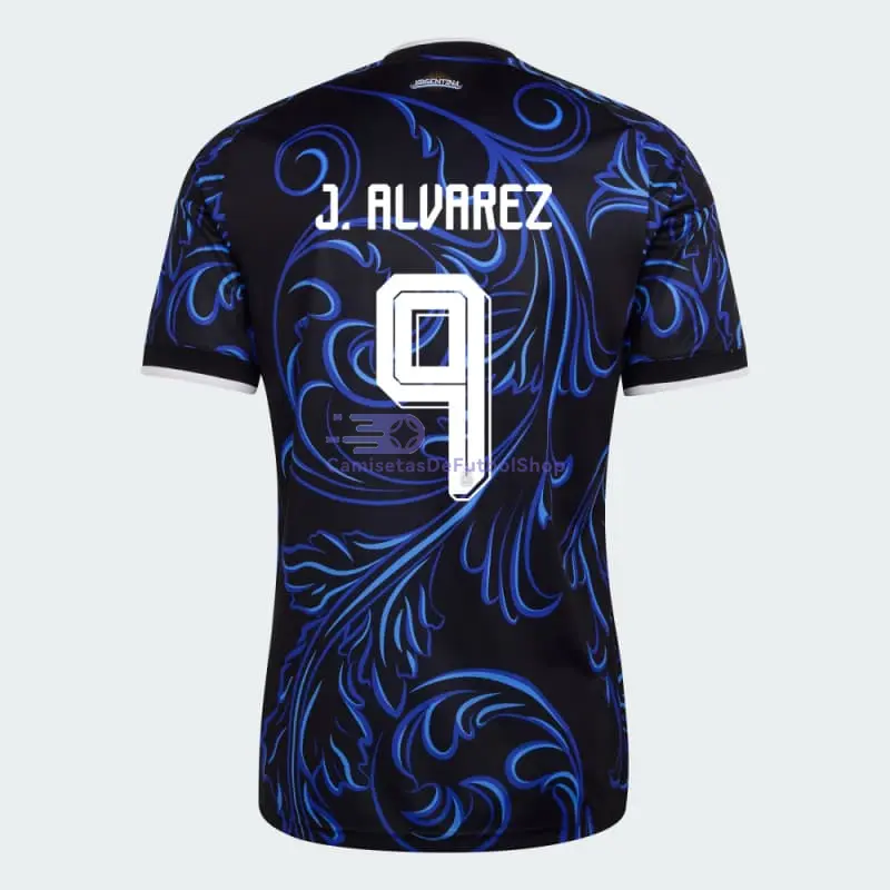 Camiseta J.Álvarez 9 Argentina Mundial 2026 2ª Equipación Azul con FIFA2022