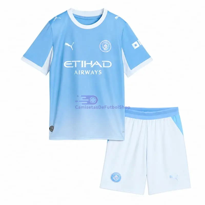 Camiseta Manchester City 2026/2027 1ª Equipación Azul/Blanco Niño Kit