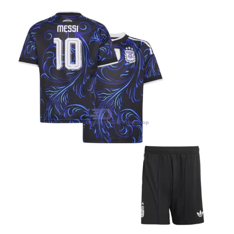 Camiseta Messi 10 Argentina Mundial 2026 2ª Equipación Azul Niño Kit con FIFA2022
