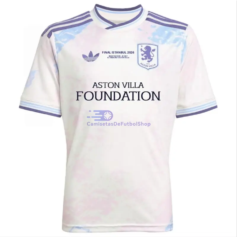 Camiseta Aston Villa 2025/2026 3ª Equipación Blanco Roto Europa League Final
