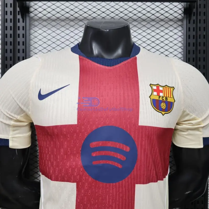 Camiseta Barcelona 2026/2027 Beige/Rojo (EDICIÓN JUGADOR)