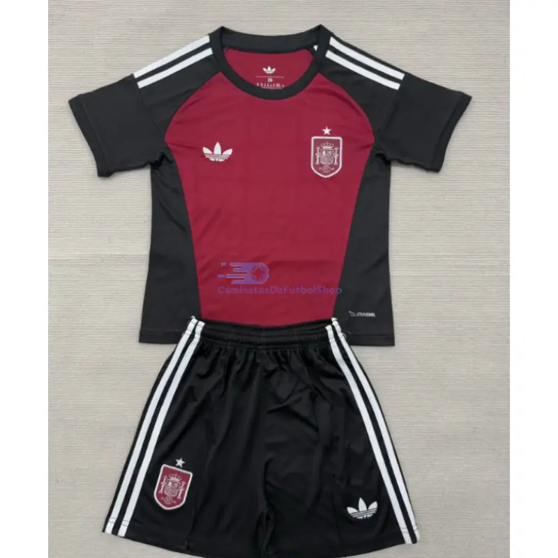 Camiseta de Portero España Mundial 2026 2ª Equipación Rojo/Negro Niño Kit