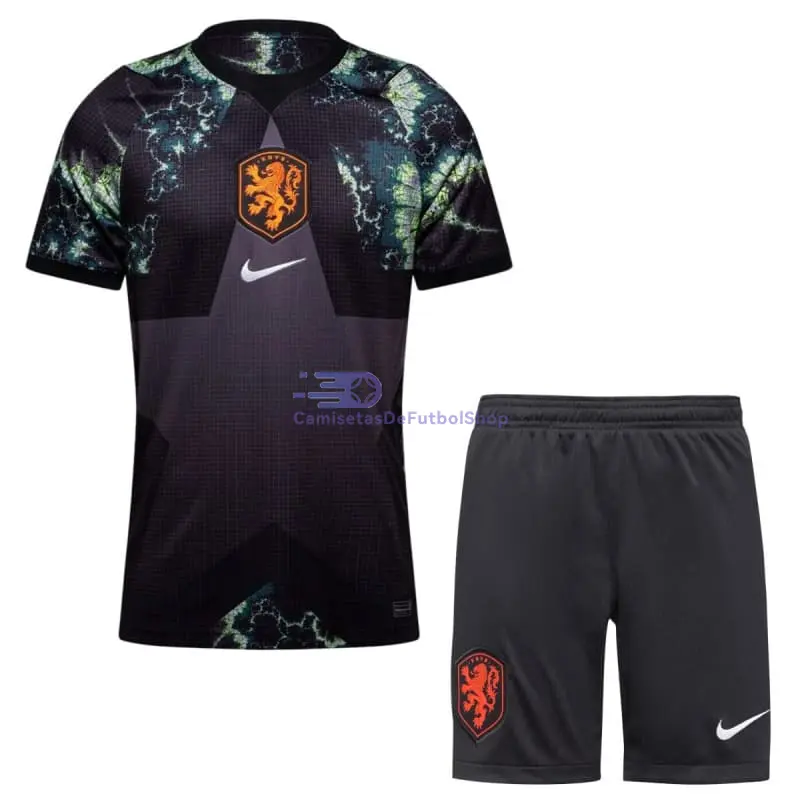 Camiseta de Portero Holanda Mundial 2026 Negro Niño Kit