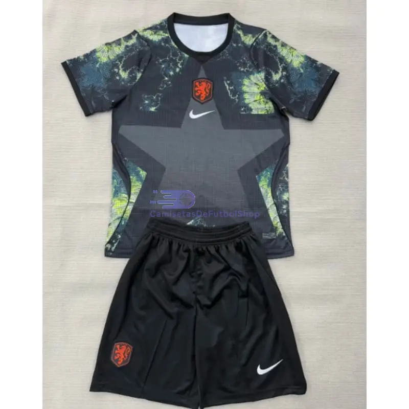 Camiseta de Portero Holanda Mundial 2026 Negro Niño Kit