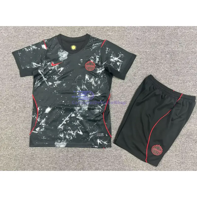 Camiseta Canada Mundial 2026 2ª Equipación Negro Niño Kit