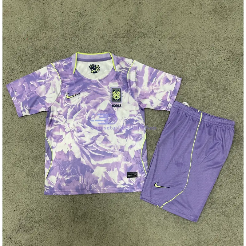Camiseta Corea del Sur Mundial 2026 2ª Equipación Morado Claro Niño Kit