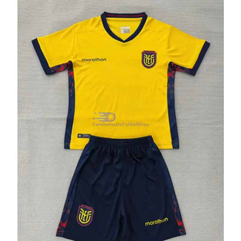 Camiseta Ecuador Mundial 2026 1ª Equipación Amarillo Niño Kit
