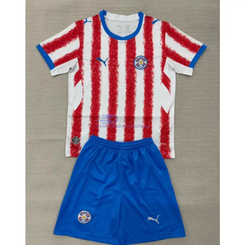 Camiseta Paraguay Mundial 2026 1ª Equipación Rojo/Blanco Niño Kit