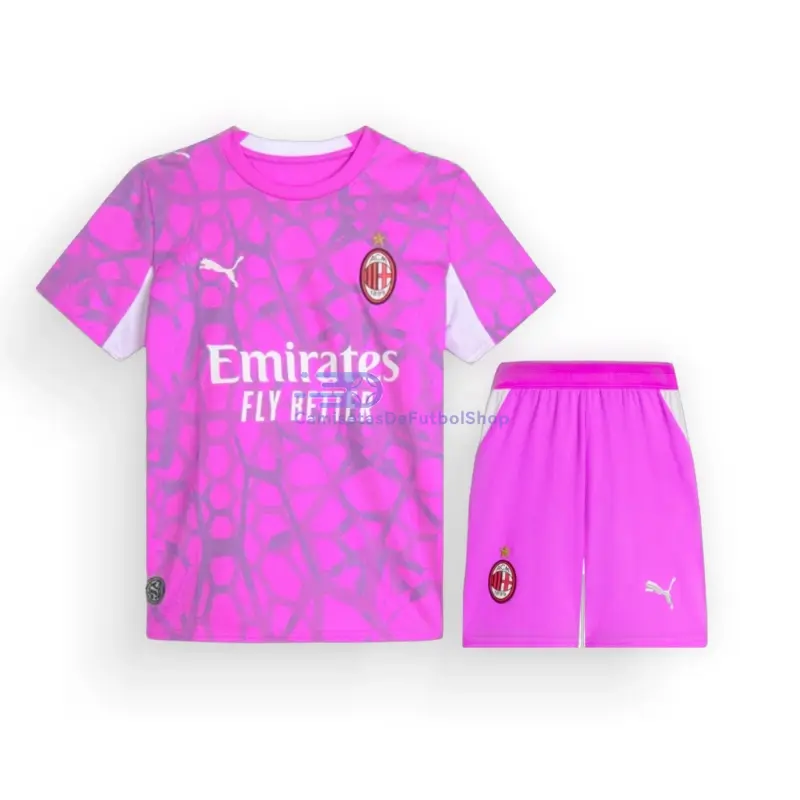 Camiseta de Portero AC Milan 2026/2027 2ª Equipación Rosa Niño Kit