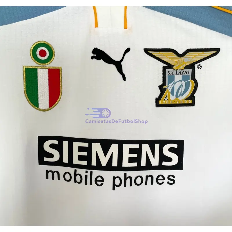 Camiseta Lazio 2000/2001 2ª Equipación Retro Blanco/Azul