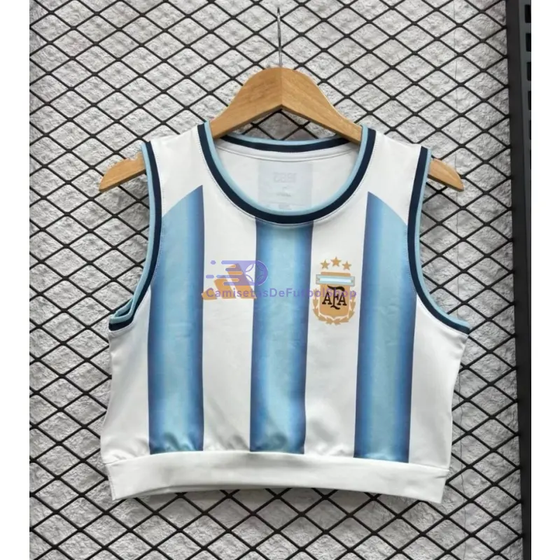 Top corto Argentina Mundial 2026 1ª Equipación Blanco/Azul Mujer