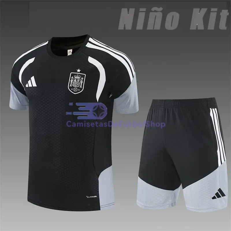 Camiseta de Entrenamiento España 2026 Niño Kit Negro