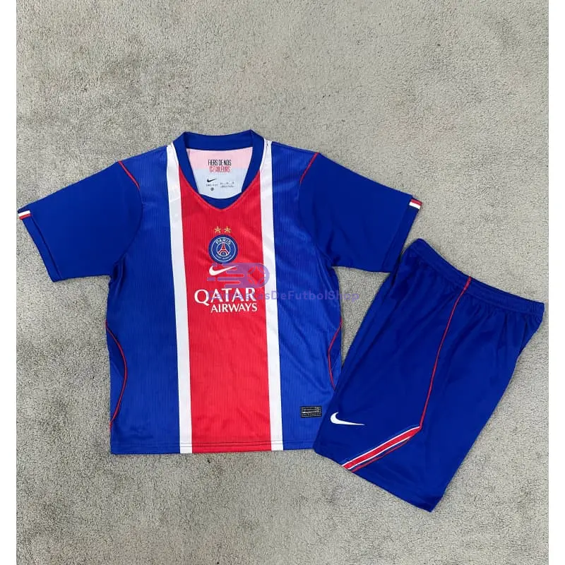 Camiseta PSG 2026/2027 1ª Equipación Azul/Rojo con dos Estrellas Niño Kit