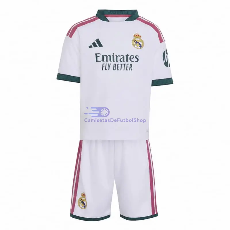 Camiseta Real Madrid 2026/2027 1ª Equipación Blanco Niño Kit con Parche HP
