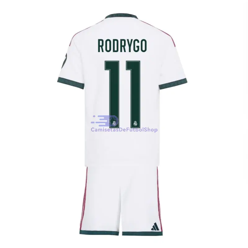 Camiseta RODRYGO 11 Real Madrid 2026/2027 1ª Equipación Blanco Niño Kit con Parche HP