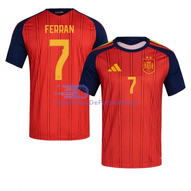 Camiseta Ferran 2026 7 España 1ª Equipación Mundial Rojo/Azul 2 Estrellas
