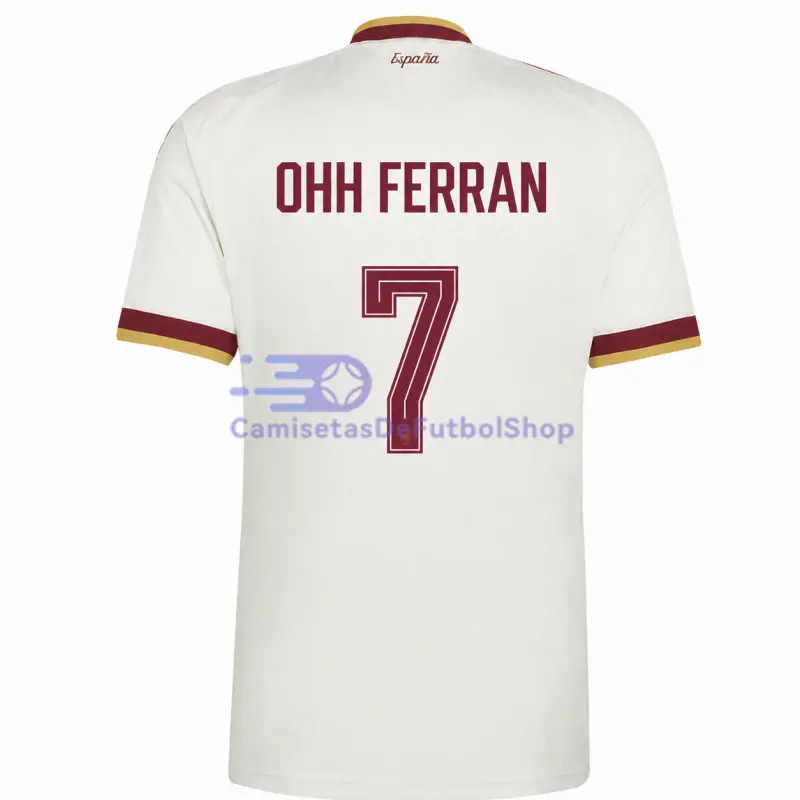 Camiseta OHH FERRAN 7 España 2026 2ª Equipación Mundial Blanco 2 Estrellas