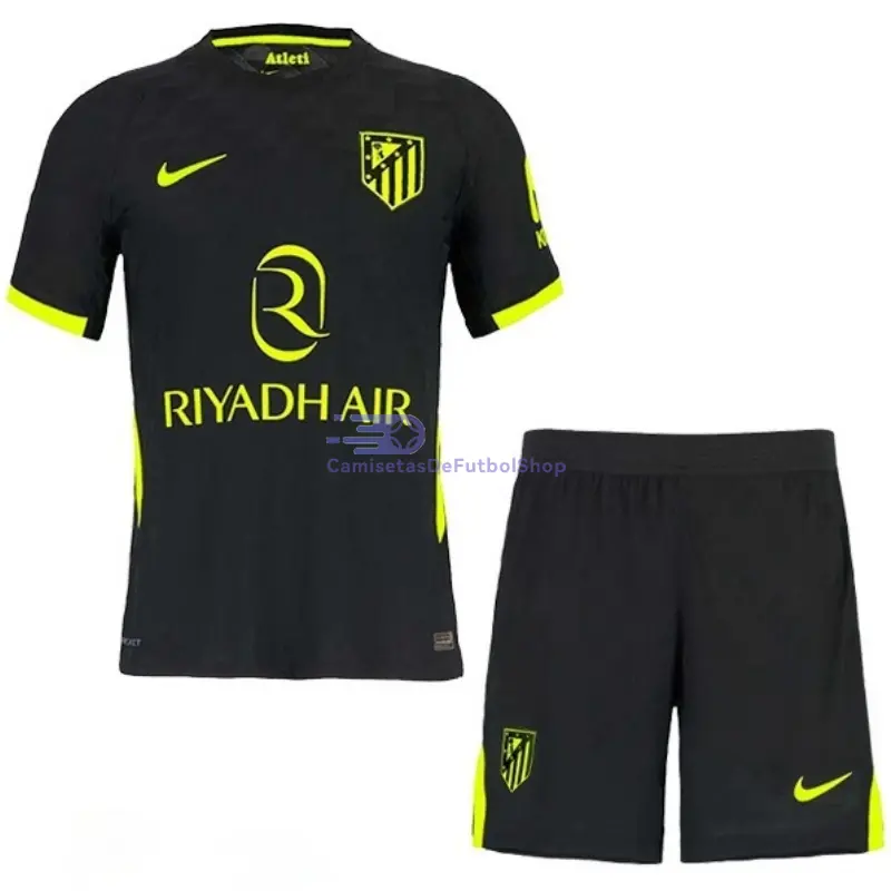 Camiseta Atlético de Madrid 2026/2027 2ª Equipación Negro Niño Kit