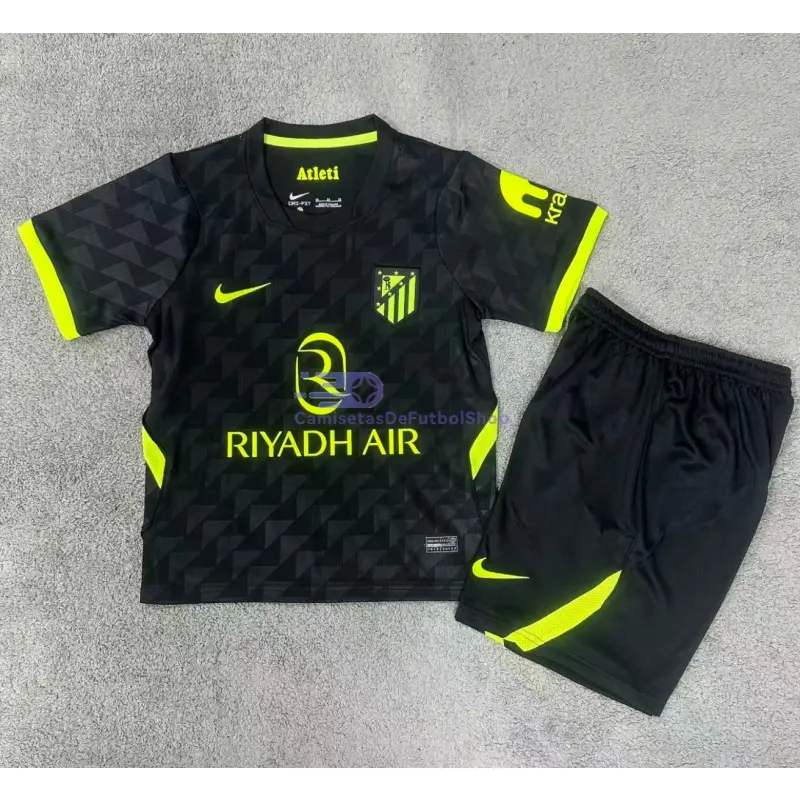Camiseta Atlético de Madrid 2026/2027 2ª Equipación Negro Niño Kit