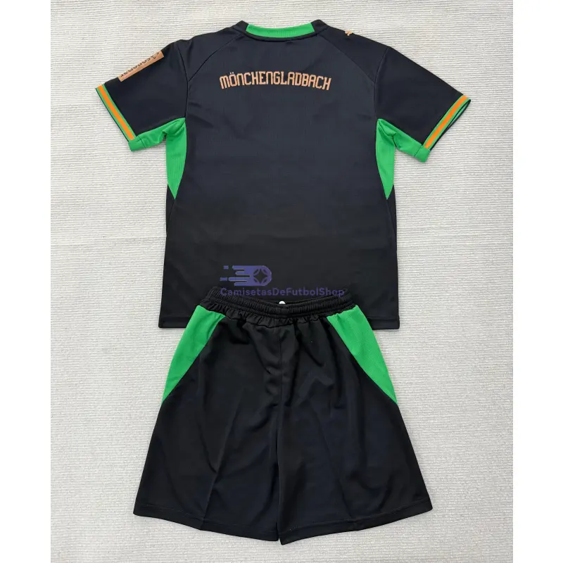 Camiseta Borussia Mönchengladbach 2026/2027 2ª Equipación Negro Niño Kit