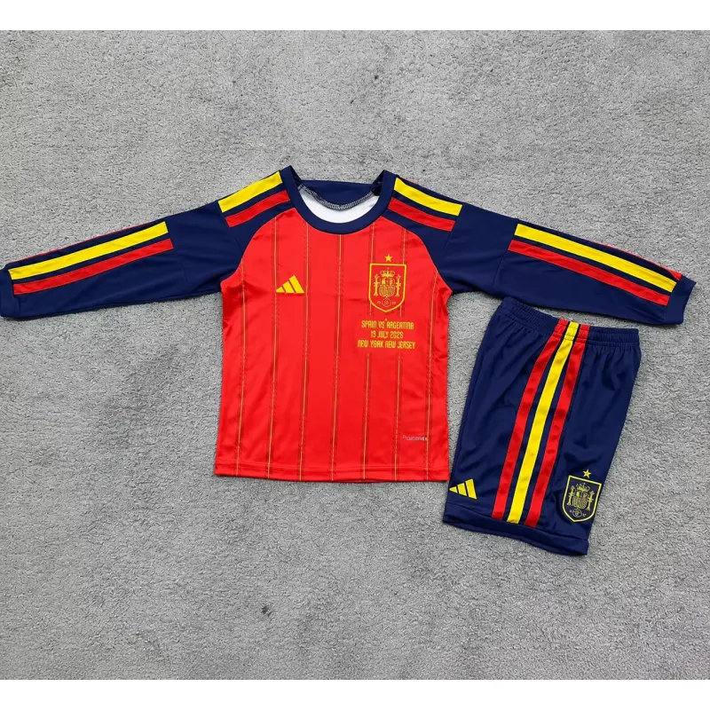 Camiseta España 2026 1ª Equipación Mundial ML Rojo/Azul Niño Kit Edición Final