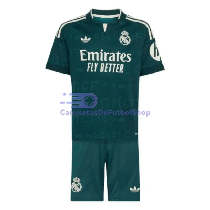 Camiseta Real Madrid 2026/2027 2ª Equipación Verde Oscuro Niño Kit con Parche HP