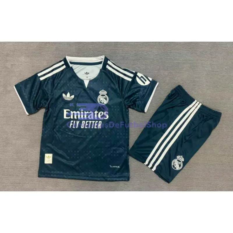 Camiseta Real Madrid 2026/2027 2ª Equipación Verde Oscuro Niño Kit con Parche HP