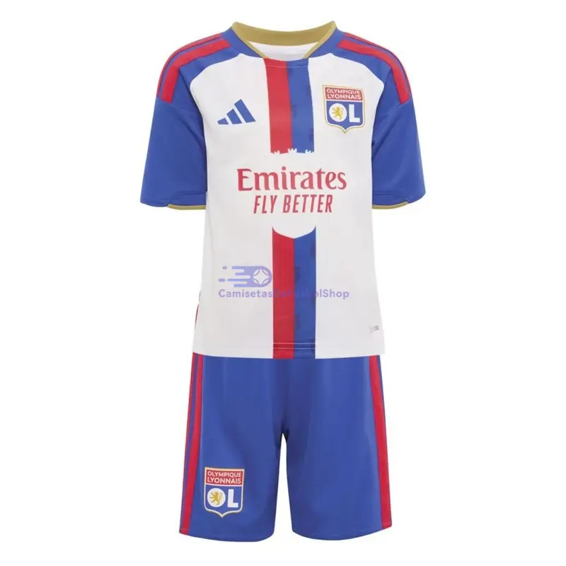 Camiseta Olympique De Lyon 2026/2027 1ª Equipación Blanco/Azul Niño Kit