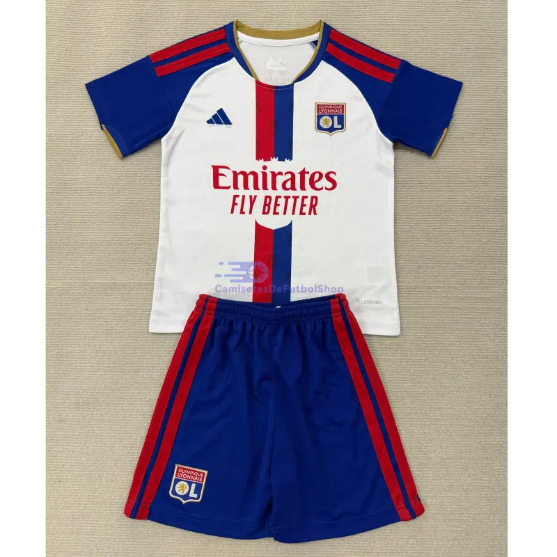 Camiseta Olympique De Lyon 2026/2027 1ª Equipación Blanco/Azul Niño Kit