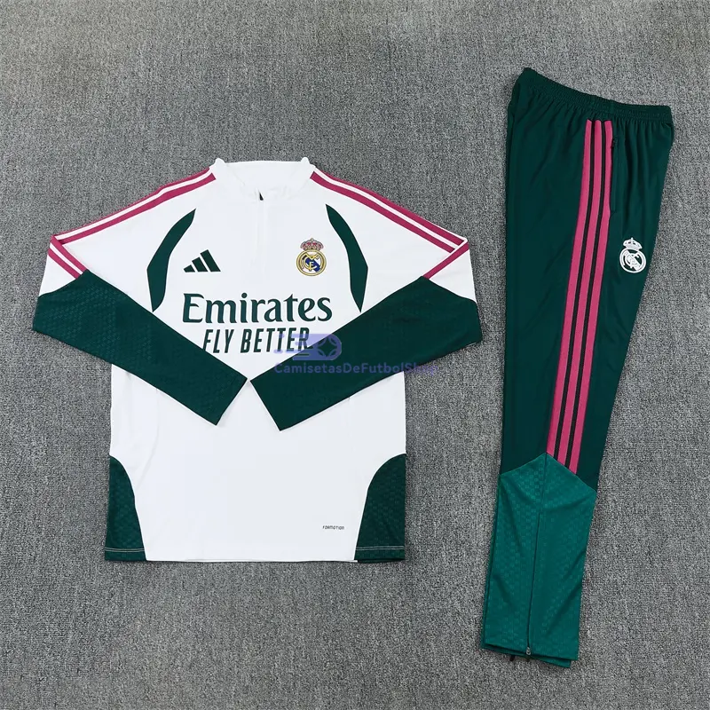 Sudadera De Entrenamiento Real Madrid 2026/2027 Blanco/Verde Oscuro