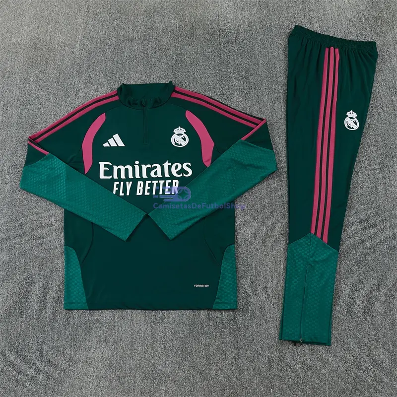 Sudadera De Entrenamiento Real Madrid 2026/2027 Verde Oscuro/Rosa