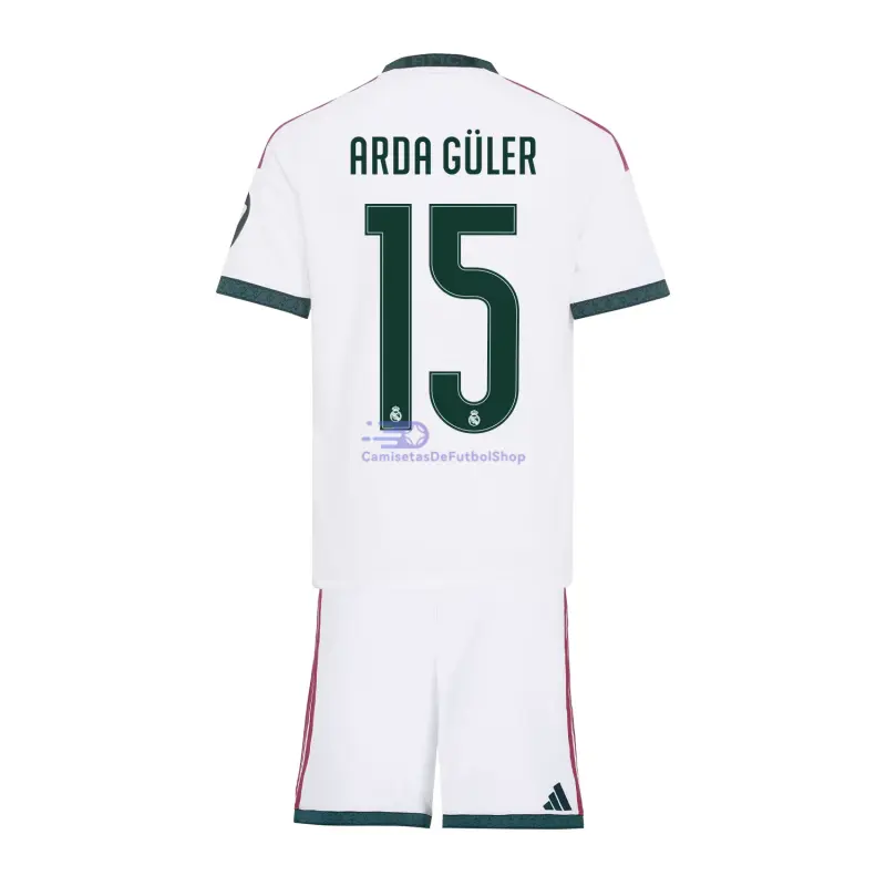 Camiseta ARDA GÜLER 15 Real Madrid 2026/2027 1ª Equipación Blanco Niño Kit con Parche HP