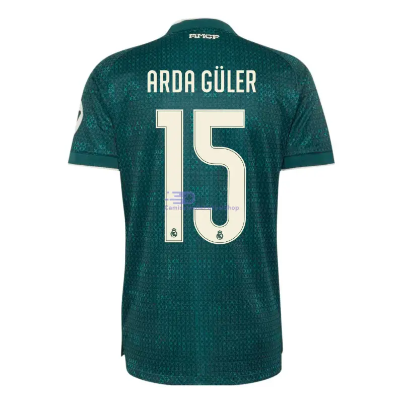 Camiseta ARDA GÜLER 15 Real Madrid 2026/2027 2ª Equipación Verde Oscuro con Parche HP