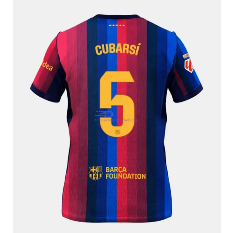 Camiseta CUBARSÍ 5 Barcelona 2026/2027 1ª Equipación Rojo/Azul con Parche La Liga