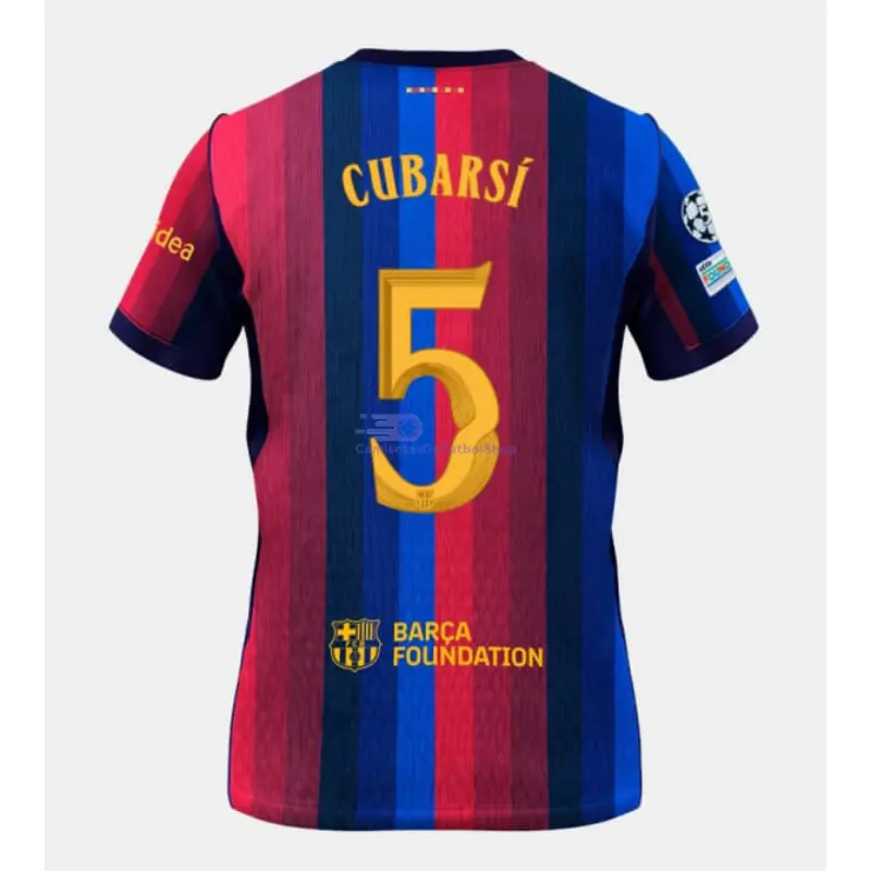Camiseta CUBARSÍ  5 Barcelona 2026/2027 1ª Equipación Rojo/Azul con Parche UCL