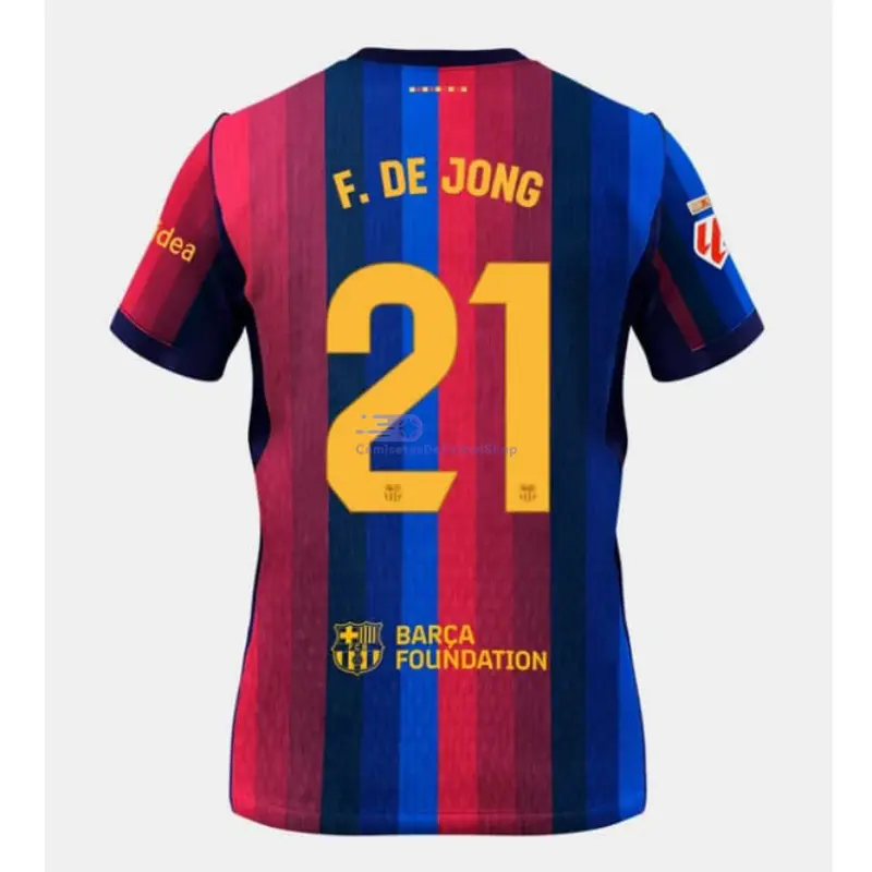 Camiseta F. DE JONG 21 Barcelona Rojo/Azul 1ª Equipación 2026/2027 con Parche La Liga
