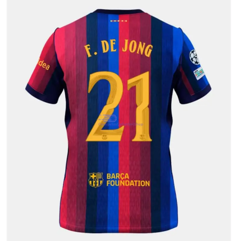 Camiseta F. DE JONG 21 Barcelona Rojo/Azul 1ª Equipación 2026/2027 con Parche UCL
