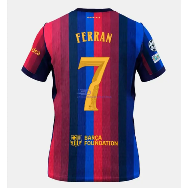 Camiseta FERRAN 7 Barcelona 2026/2027 1ª Equipación Rojo/Azul con Parche UCL