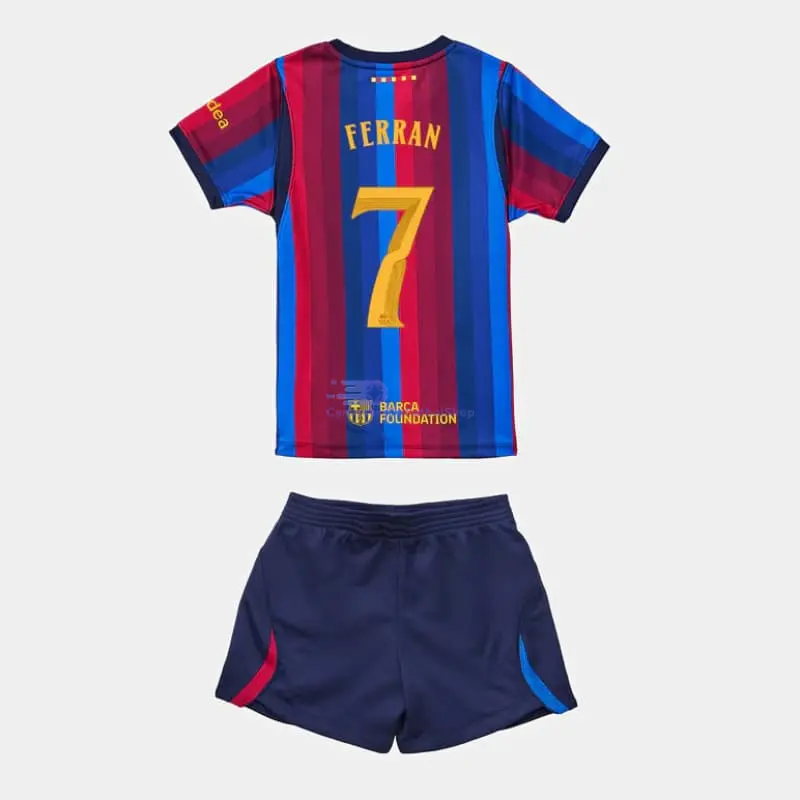 Camiseta FERRAN 7 Barcelona 2026/2027 1ª Equipación Rojo/Azul Niño Kit UCL