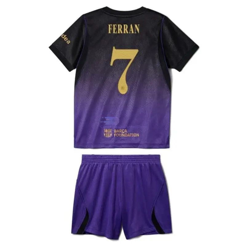 Camiseta FERRAN 7 Barcelona 2026/2027 2ª Equipación Negro/Morado Niño Kit UCL