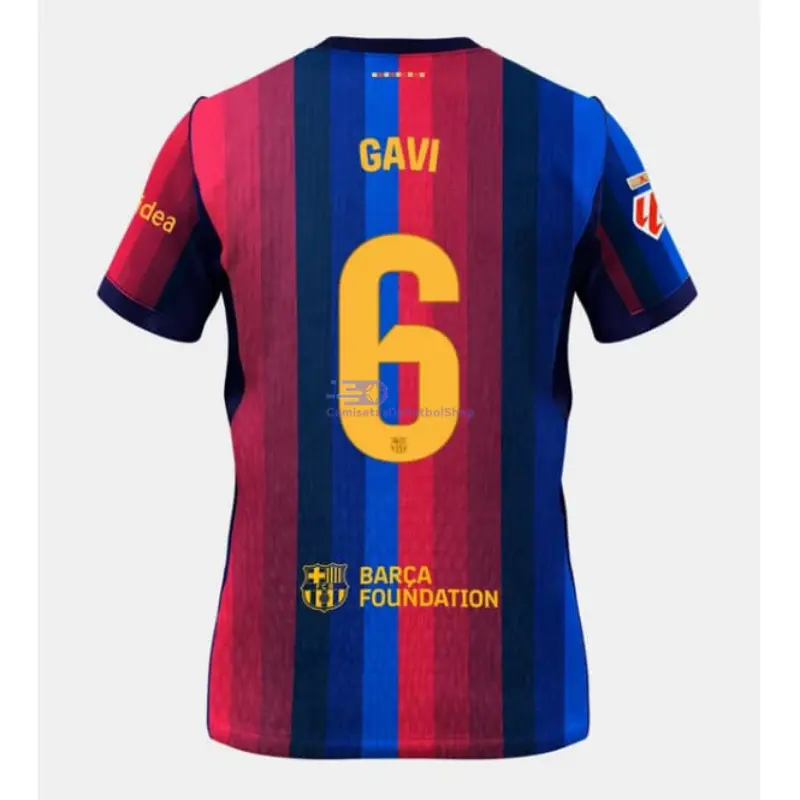 Camiseta GAVI 6 Barcelona 2026/2027 1ª Equipación Rojo/Azul con Parche La Liga