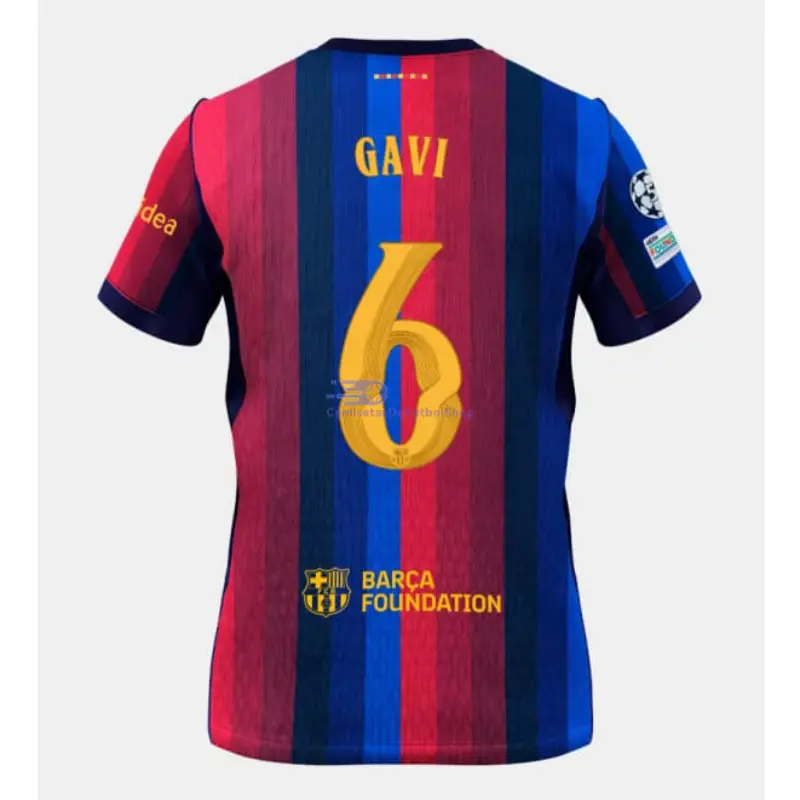 Camiseta GAVI 6 Barcelona 2026/2027 1ª Equipación Rojo/Azul con Parche UCL