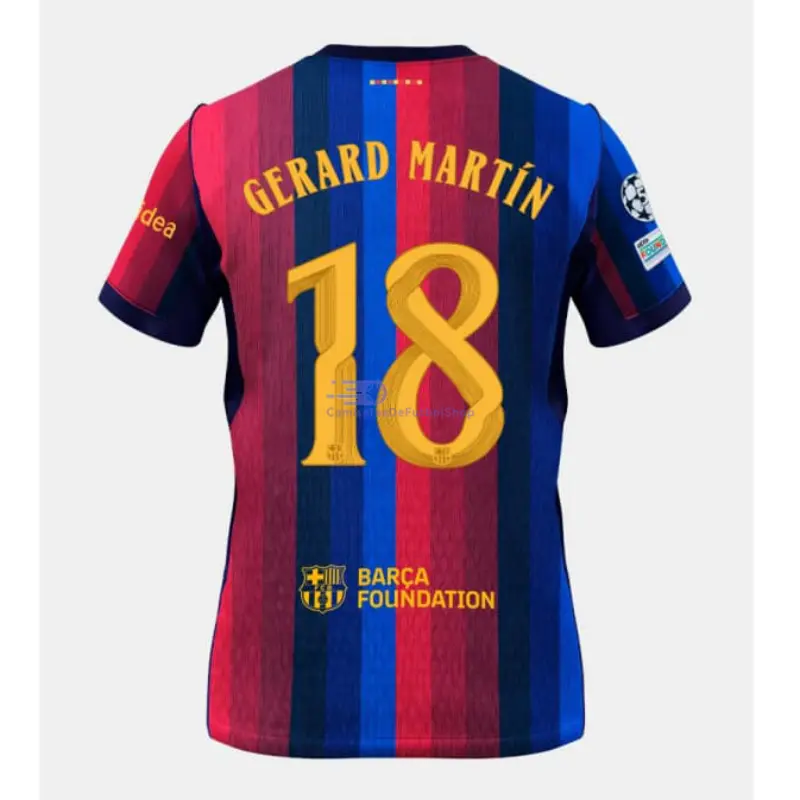 Camiseta GERARD MARTÍN 18 Barcelona 2026/2027 1ª Equipación Rojo/Azul con Parche UCL