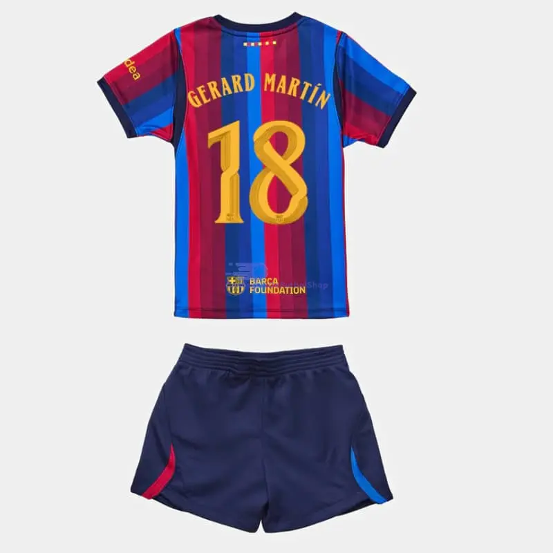 Camiseta GERARD MARTÍN 18 Barcelona 2026/2027 1ª Equipación Rojo/Azul Niño Kit UCL