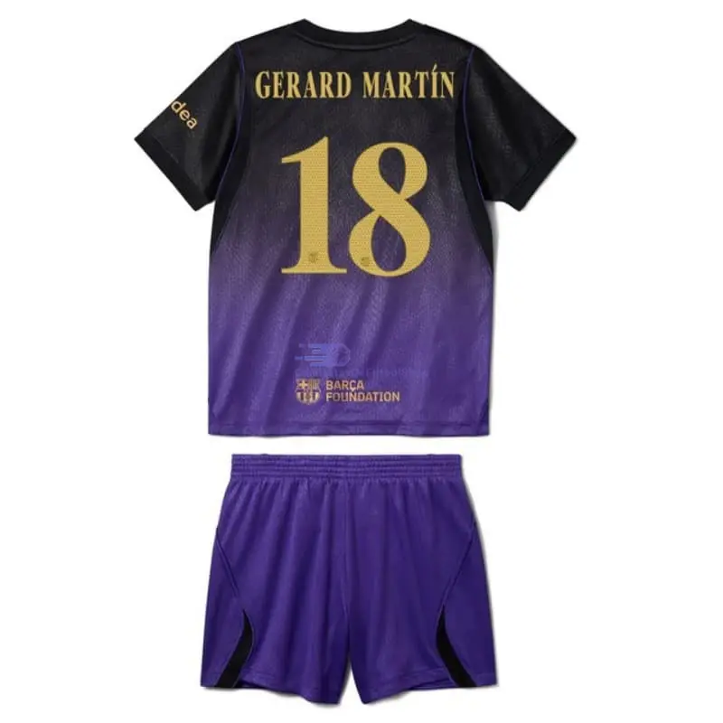 Camiseta GERARD MARTÍN 18 Barcelona 2026/2027 2ª Equipación Negro/Morado Niño Kit UCL
