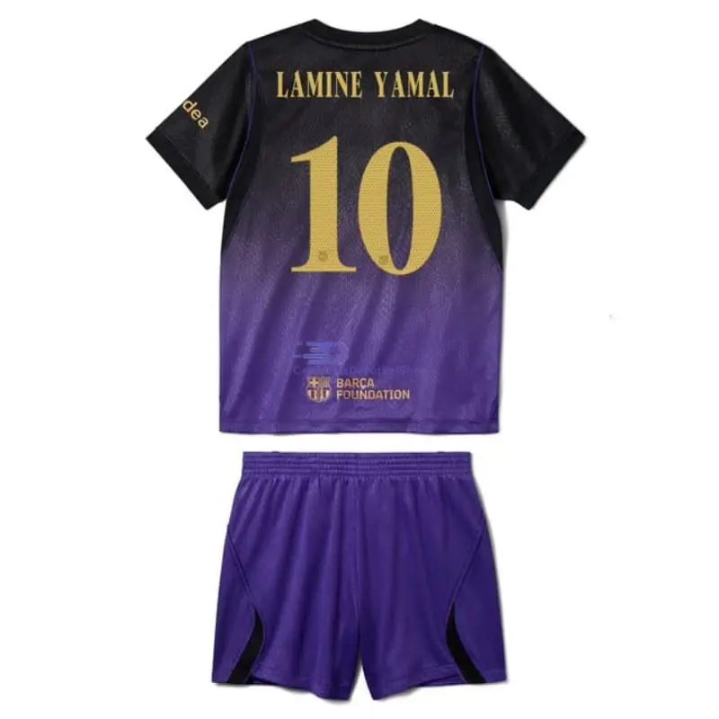 Camiseta LAMINE YAMAL 10 Barcelona 2026/2027 2ª Equipación Negro/Morado Niño Kit UCL